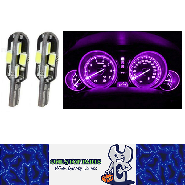 2 x 12V T10 PINK PURPLE BRIGHT LED 12 SMD T10 360 DEGREE LIGHT 110LM