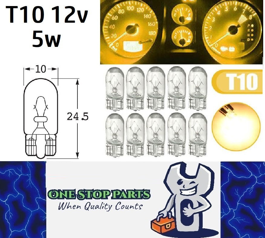 10 x T10 12v 5w Clear Coated Incandescent Canbus Globes (10pcs)