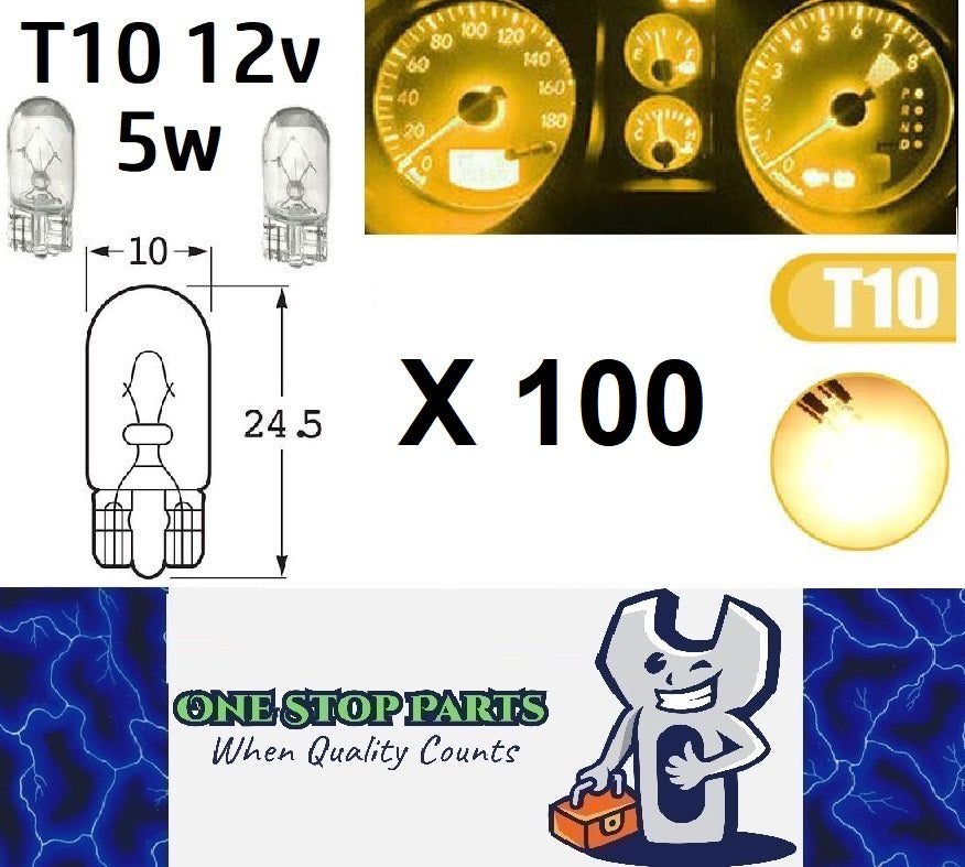 100 x T10 12v 5w Clear Coated Incandescent Canbus Globes (Bulk 100pcs)