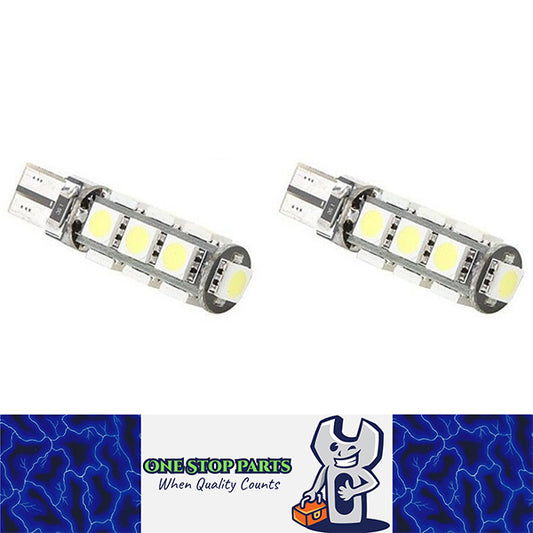 2 X COOL WHITE 12V T10 13SMD CANBUS LED GLOBE REPLACEMENTS 286 LUMENS 2PCS