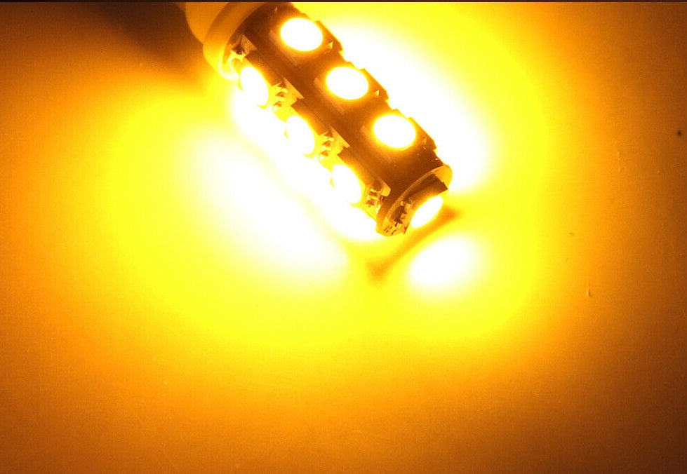 2 X AMBER 12V T10 13SMD CANBUS LED GLOBE REPLACEMENTS 286 LUMENS 2PCS