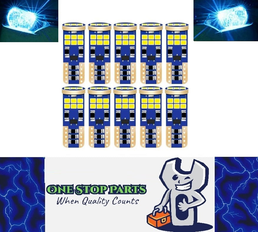 10 x Crystal Blue T10 Super Bright Canbus 18smd 400 Lumens Non Polarity (10pcs)