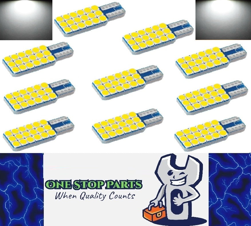 10 X T10 Cool White single sided 18SMD Super Bright LEDs for Interior (10pcs)