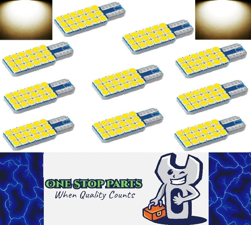 10 X T10 Warm White single sided 18SMD Super Bright LEDs for Interior (10pcs)