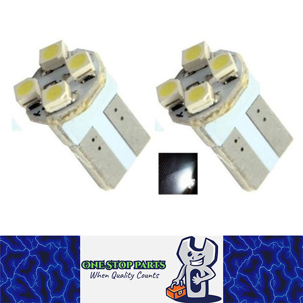 2 X 12V T10 4SMD COOL WHITE CANBUS GLOBES 32 LUMENS FOR LED DASH GLOBE PARKERS