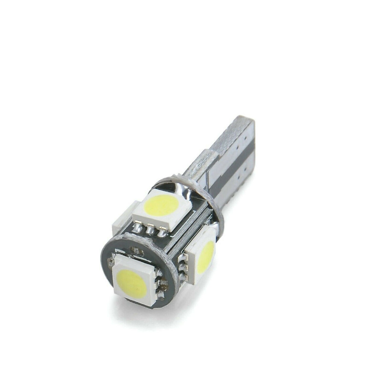 2PCS WHITE 12V T10 5 SMD LED CANBUS STYLE GLOBE REPLACEMENT 88 LUMENS