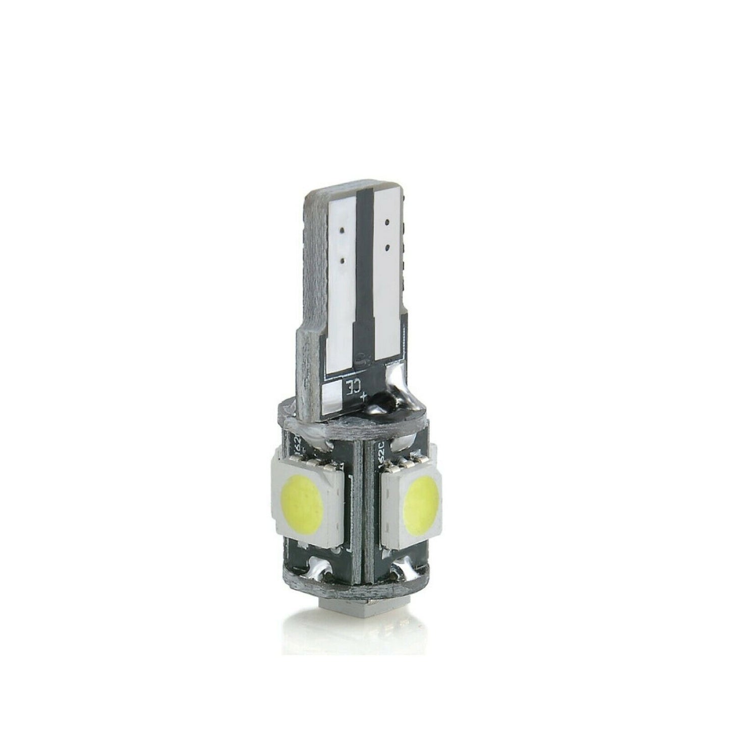 2PCS WHITE 12V T10 5 SMD LED CANBUS STYLE GLOBE REPLACEMENT 88 LUMENS
