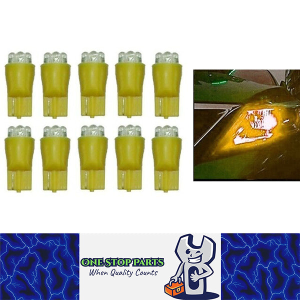 10 X AMBER 12V T10 6 LED GLOBE REPLACEMENT 90 LUMENS GREAT FOR PARKER DASH 10PC