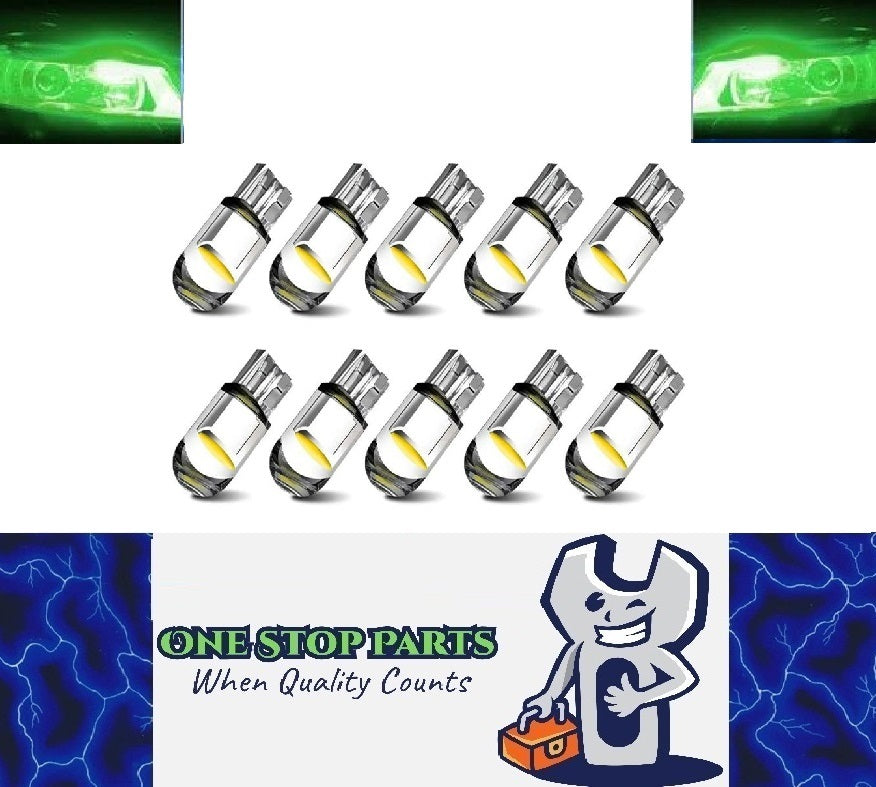 10 x Green T10 LEDs Dome Gel COB Ideal Parker Dome and Dash Lights (10pcs)