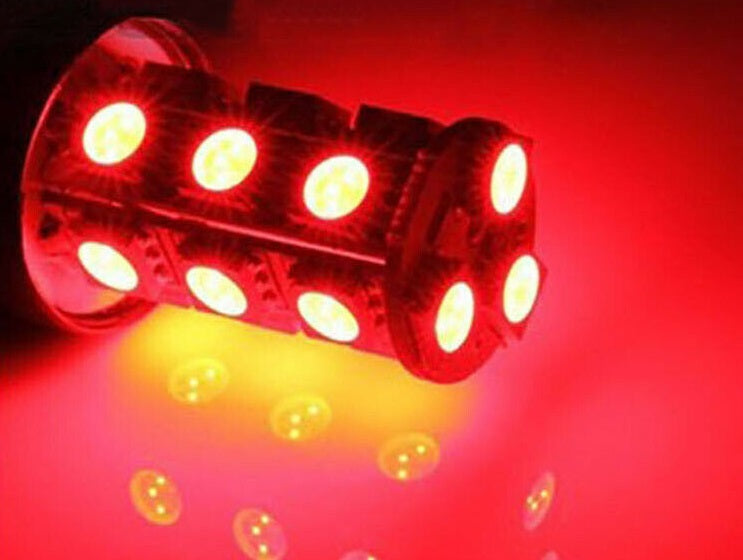2 x 12V T20 RED LED 7443 7440 LIGHT GLOBE 18 SMD 5050 100/180LM