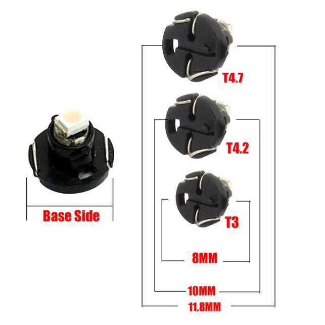 2PCS 12V WHITE NEO T3 LED FOR DASH LIGHTING 120 DEGREE SPREAD OF LIGHT
