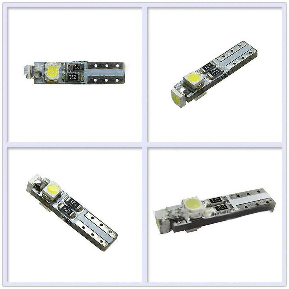 10 X T5 3smd Cool White Leds With 3528smd For Dashboard Gauges White Wedge 10pcs