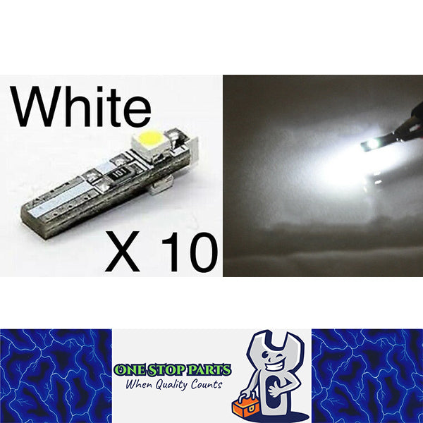 10 X T5 3smd Cool White Leds With 3528smd For Dashboard Gauges White Wedge 10pcs