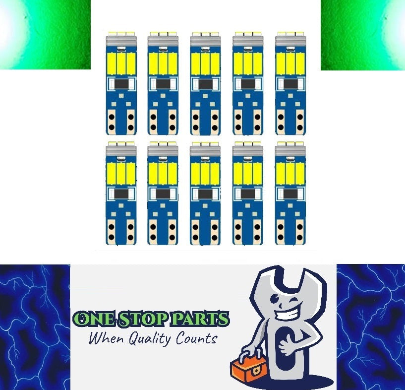 10 x GREEN T5 Super Bright Canbus 9smd 200 Lumens GREEN LEDS FOR DASH (10pcs)