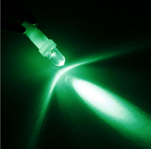 10PCS GREEN T5 LED DOME HEAD 15 DEGREE ANGLE IDEAL FOR DASH LIGHTS NARROW BEAM