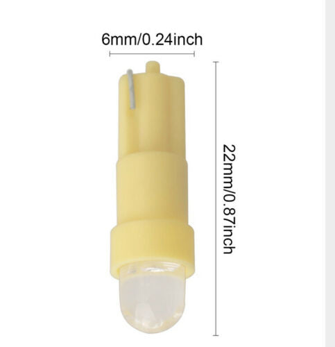 10PCS YELLOW T5 LED DOME HEAD 15 DEGREE ANGLE IDEAL FOR DASH LIGHTS NARROW BEAM