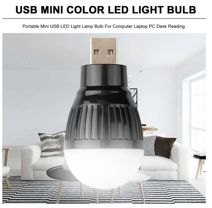 10 x USB 3w LED Light Bulb Portable Mini LED Small Light Bulb Warm White (10pcs)