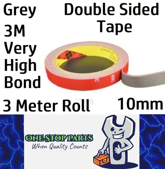 3M VHB Grey Tape 10mm Double Sided Tape 3 Meter Roll x 0.8mm Thick Grey (3m)