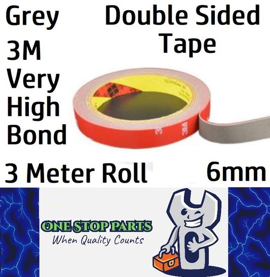 3M VHB Grey Tape 6mm Double Sided Tape 3 Meter Roll x 0.8mm Thick Grey (3m)