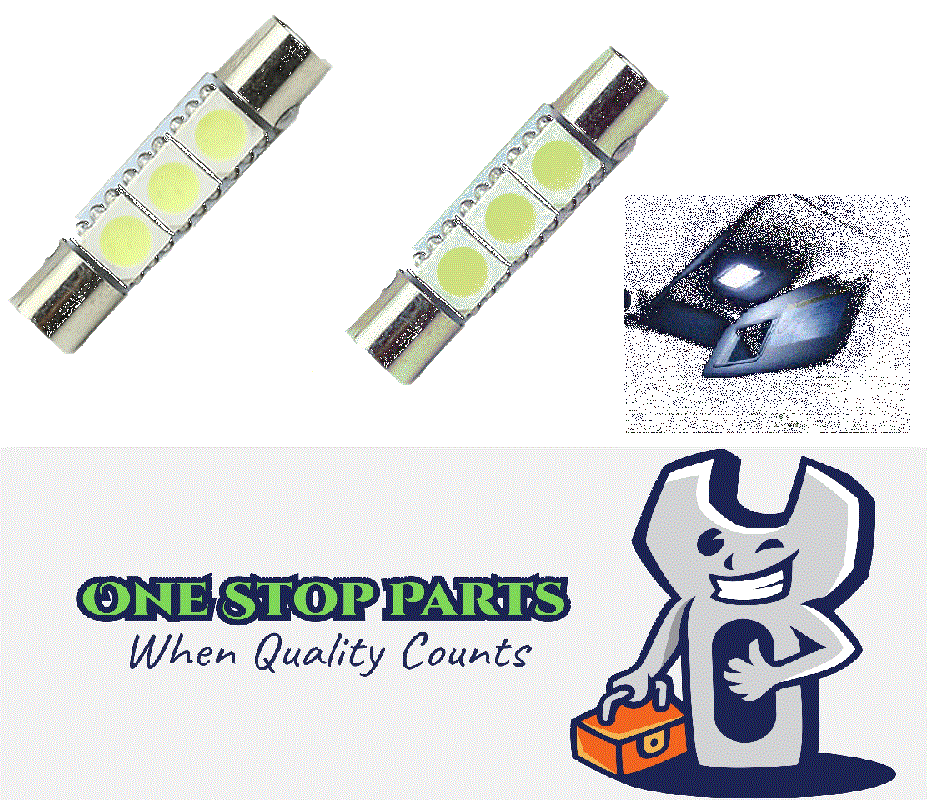 2PCS 12V 28mm SUN VISOR LED WHITE FESTOON FUSE LIGHT 3 SMD GLOBE 66 LUMENS