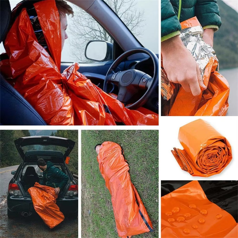 Orange Portable Emergency Survival Thermal Bag Sleeping Bag Hiking Camping Bag