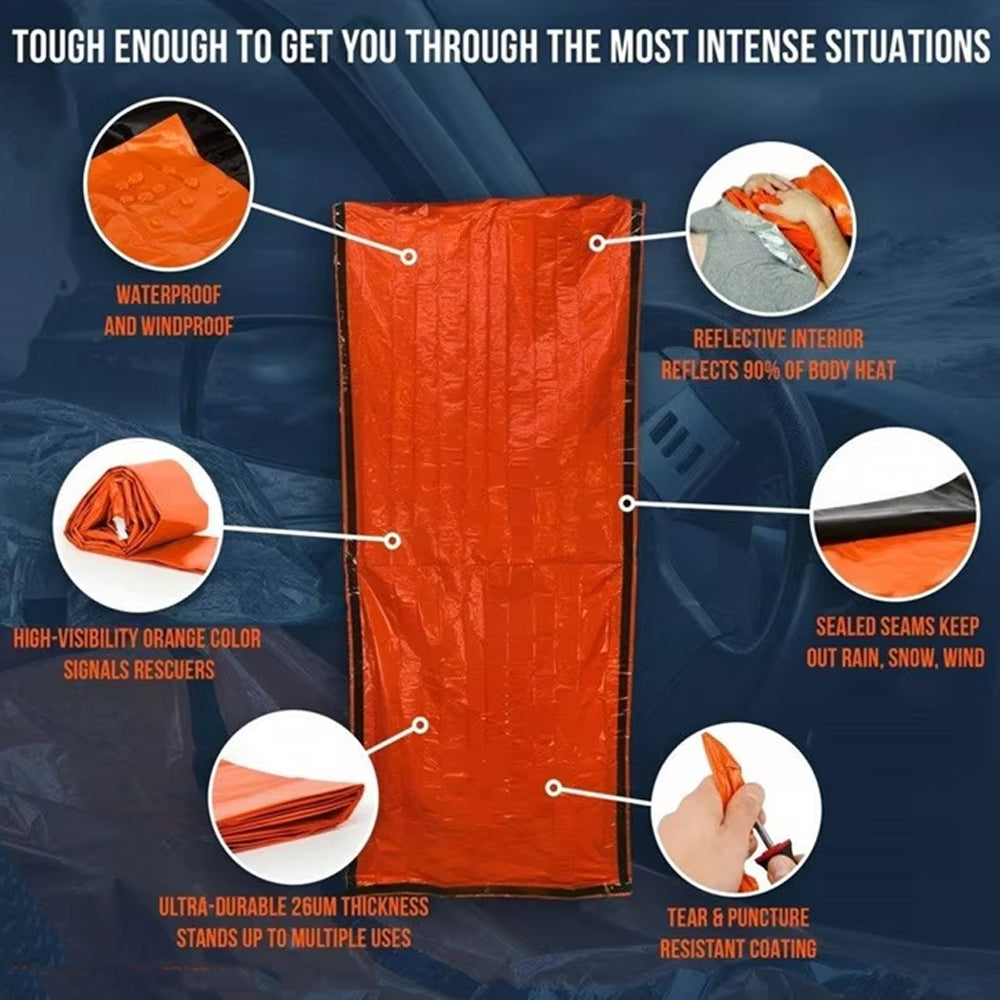 Orange Portable Emergency Survival Thermal Bag Sleeping Bag Hiking Camping Bag