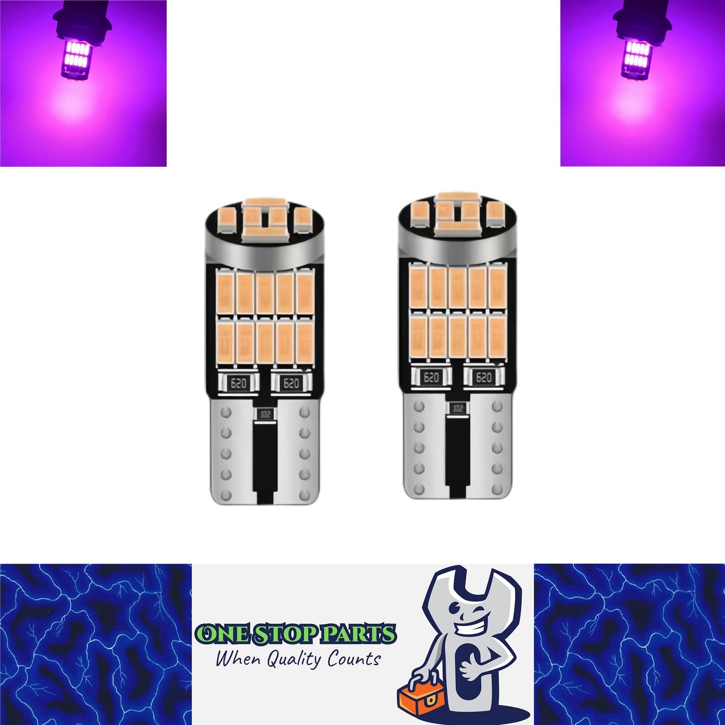 2 x T10 Pink 26smd 4014 Style Super Bright T10 LED Globes (2pcs)