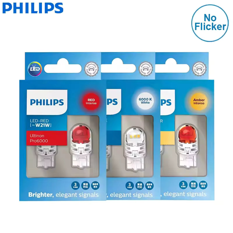 2 x Philips T20 7440 White LED Globes 12V 6000K Philips 7440 LED Reverse Light