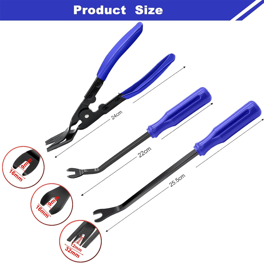 3pcs Panel Clip Removal Plier Car Trim Fastener Rivet Removal Tool Pry Tool Set
