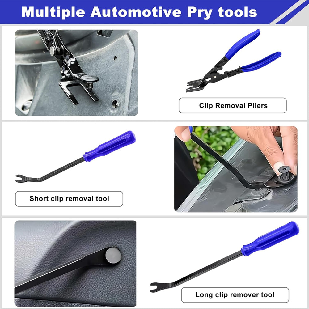 3pcs Panel Clip Removal Plier Car Trim Fastener Rivet Removal Tool Pry Tool Set