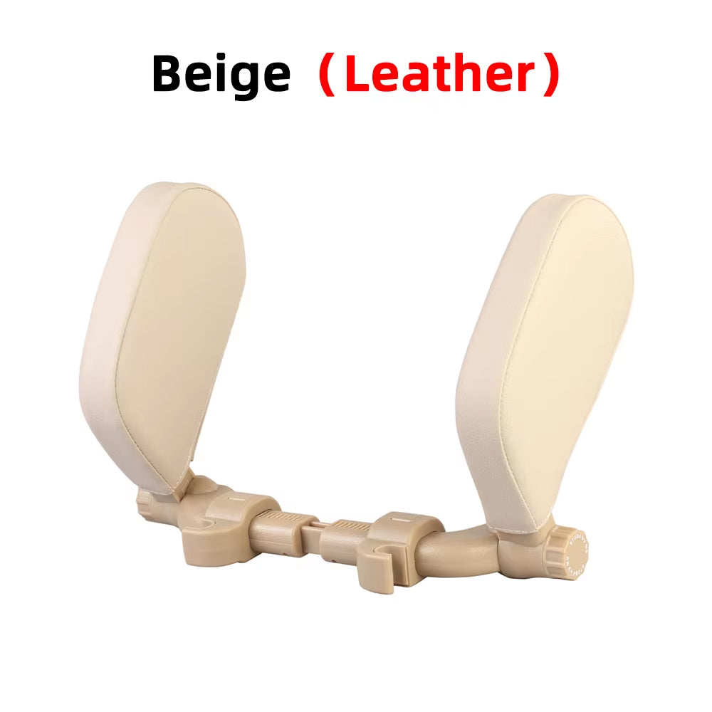 Beige Car Neck Headrest Pillow Leather Side Sleeper Pillow Cushion for Kid Adult