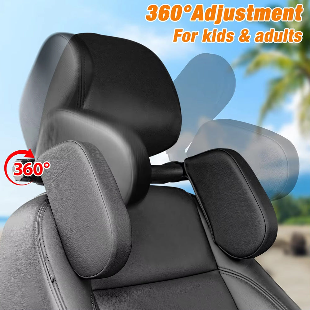 Beige Car Neck Headrest Pillow Leather Side Sleeper Pillow Cushion for Kid Adult