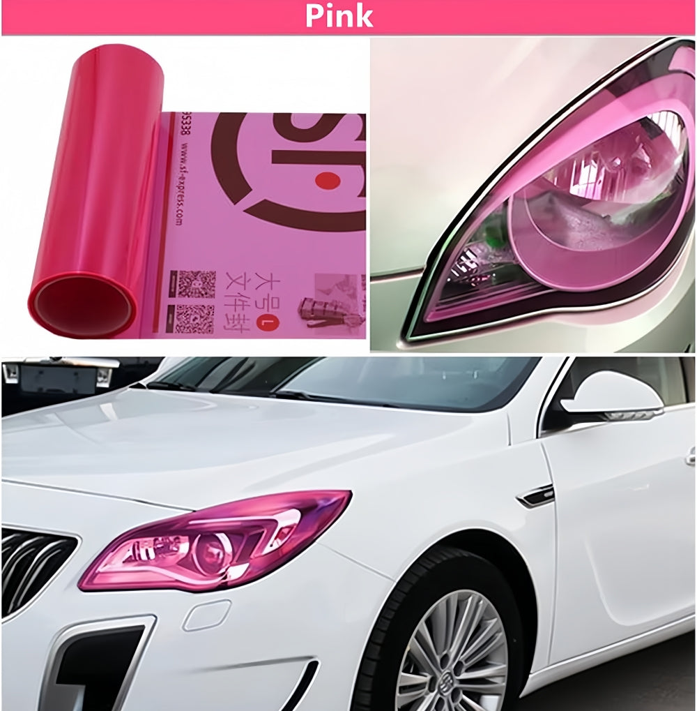 Pink PVC Tint Film Wrap for Headlights and Tail Lamps 30cm x 120cm Pink Film