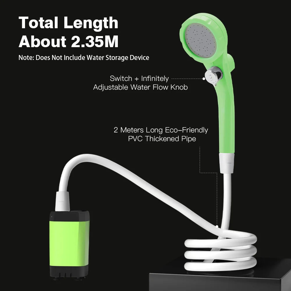 Blue Portable Camping Shower Pump Shower Kit with 6000mAh Battery LED Display