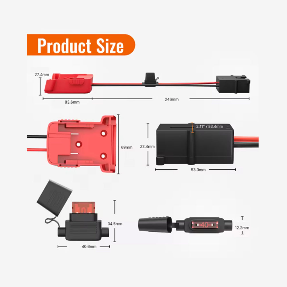 2 x Power Wheel Battery Adapter for Milwaukee M18 Battery Converter 18V Adapter