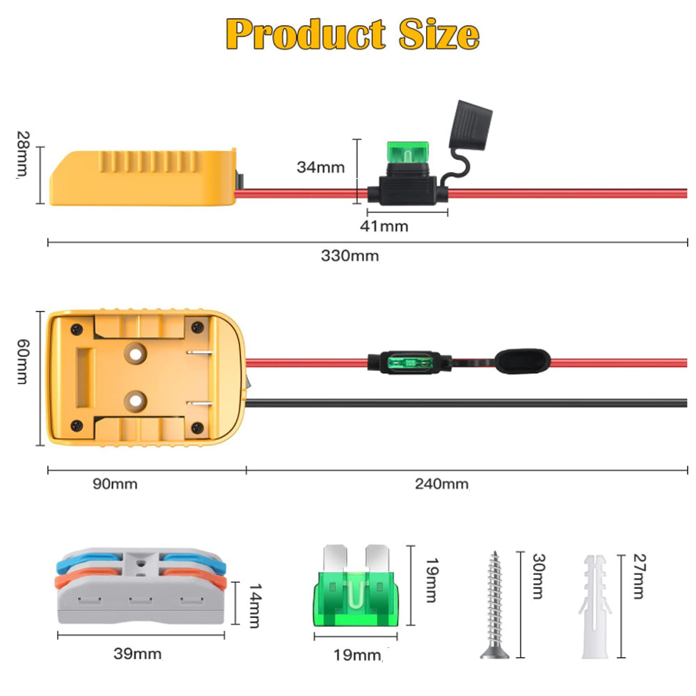 2 x Power Wheel Battery Adapters Converter with Switch for Milwaukee M18 Battery