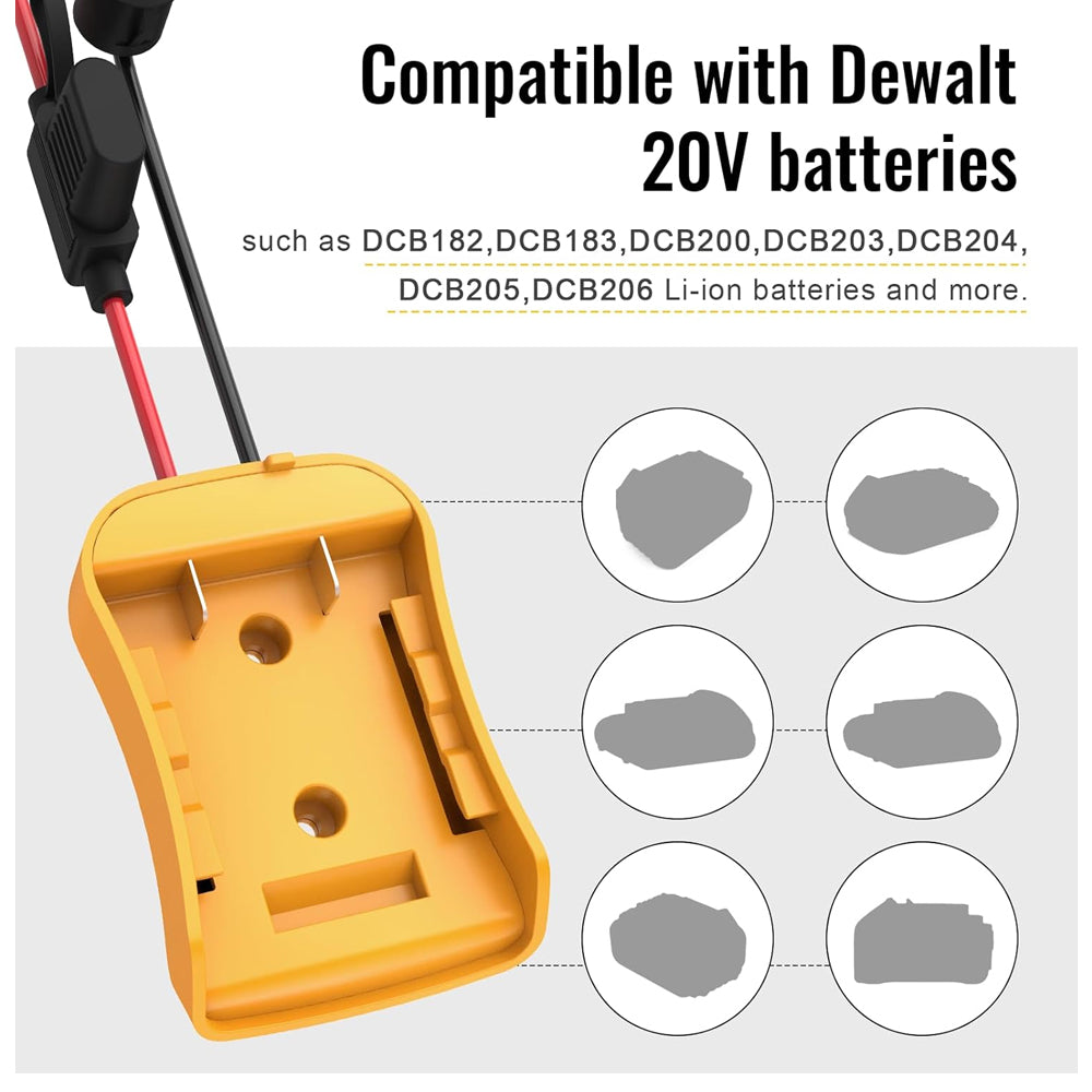 2 x Power Wheel Battery Adapter Converter with Switch for Dewalt 18V 20V Battery