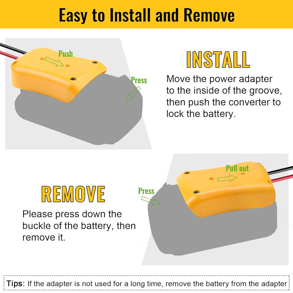 2 x Power Wheel Battery Adapter Converter with Switch for Dewalt 18V 20V Battery