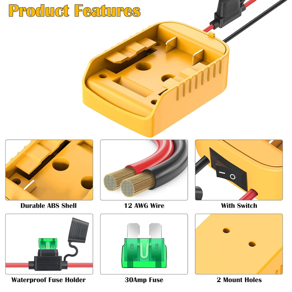 2 x Power Wheel Battery Adapters Converter with Switch for Milwaukee M18 Battery