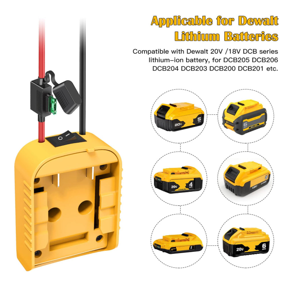 2 x Power Wheel Battery Adapters Converter with Switch for Milwaukee M18 Battery