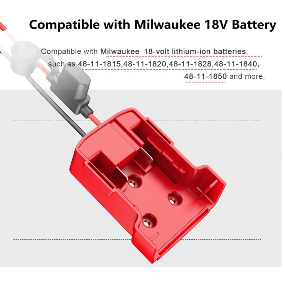 2 x Power Wheel Battery Adapter Converter with Switch for Milwaukee M18 Battery