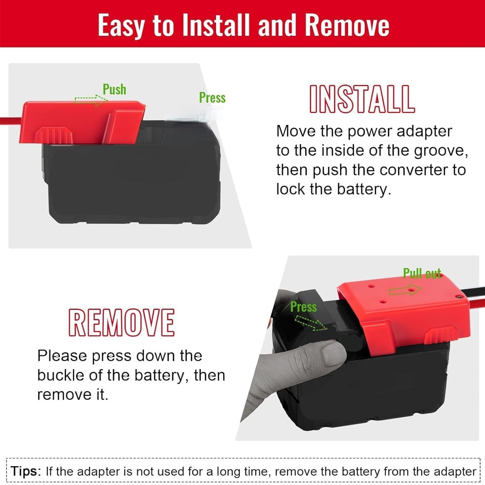 2 x Power Wheel Battery Adapter Converter with Switch for Milwaukee M18 Battery