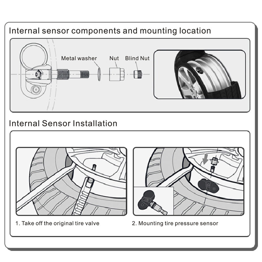 Tyre Pressure Monitor System TPMS Solar USB Tire Alarm with 4 Internal Sensors
