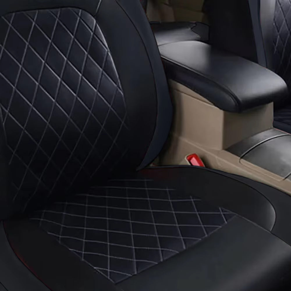 Black PU Leather Car Seat Cover Full Surrounded Seat Protector Universal Size