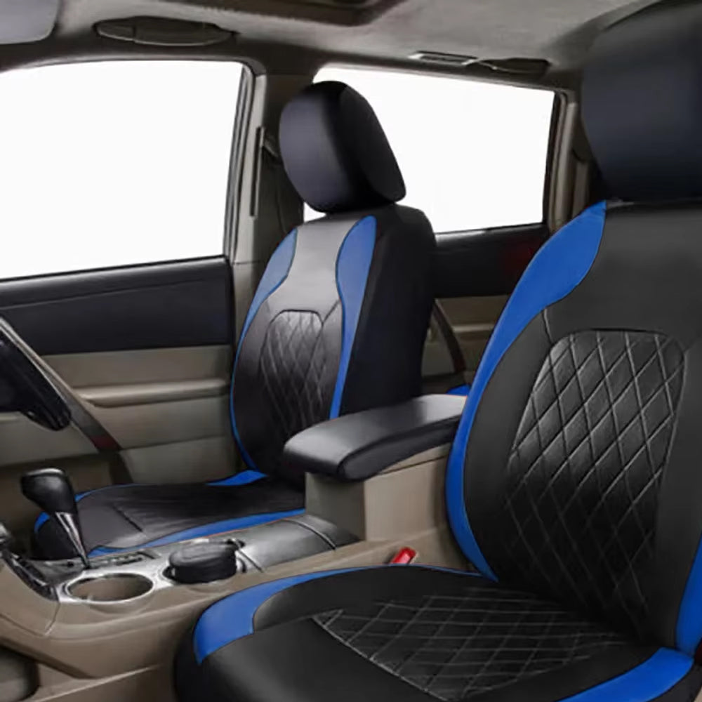 Blue PU Leather Car Seat Cover Full Surrounded Seat Protector Universal Size