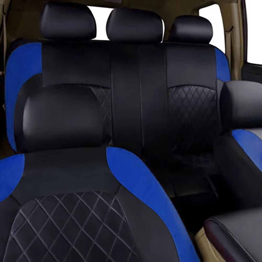 Blue PU Leather Car Seat Cover Full Surrounded Seat Protector Universal Size