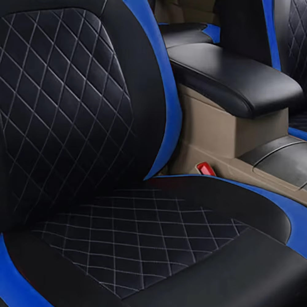 Blue PU Leather Car Seat Cover Full Surrounded Seat Protector Universal Size