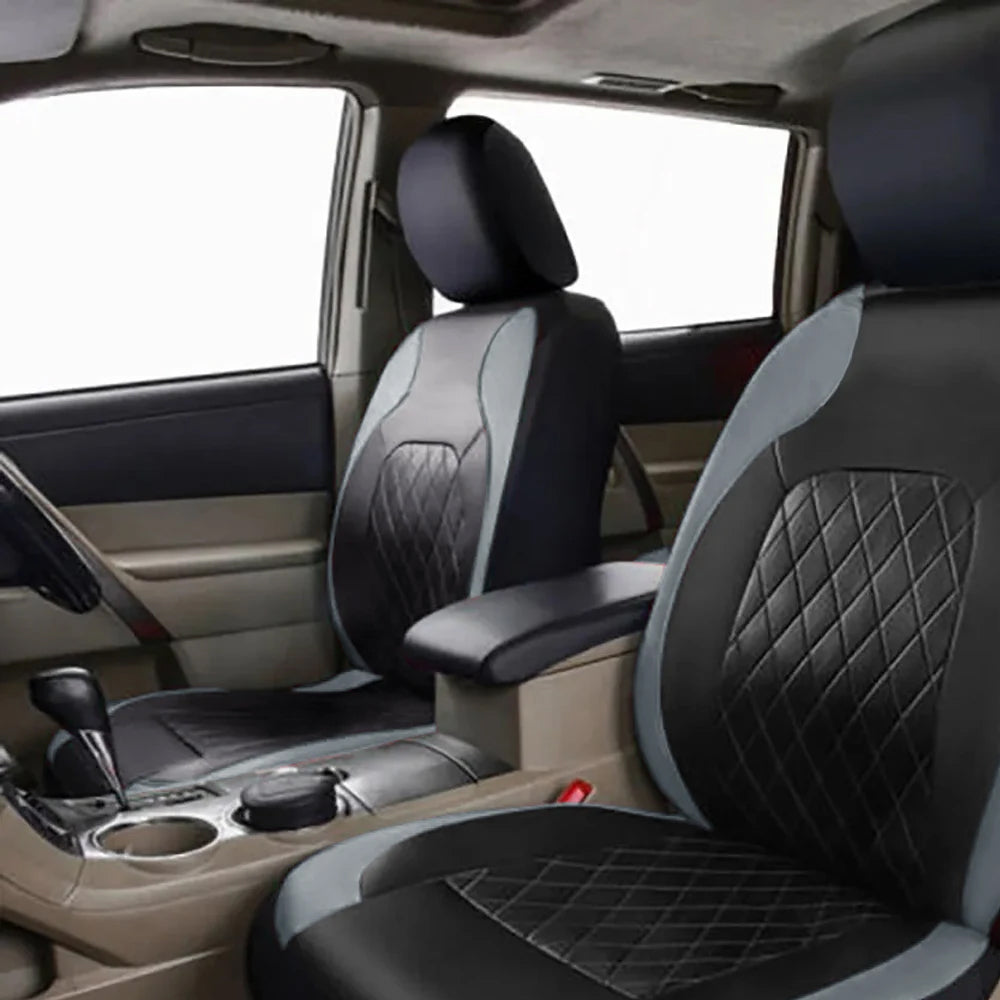 Grey PU Leather Car Seat Cover Full Surrounded Seat Protector Universal Size
