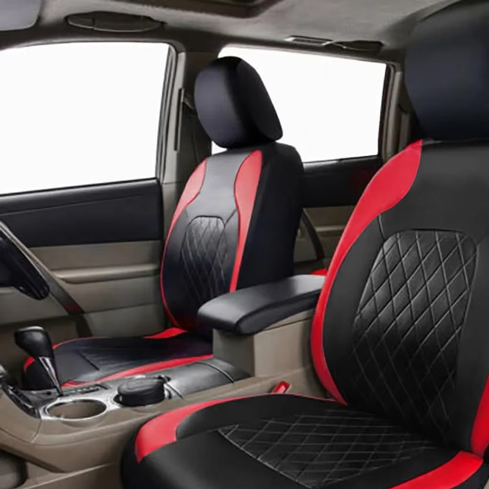 Red PU Leather Car Seat Cover Full Surrounded Seat Protector Universal Size