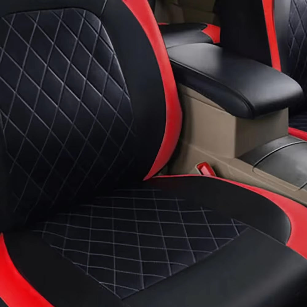 Red PU Leather Car Seat Cover Full Surrounded Seat Protector Universal Size